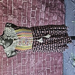 Umgee 🎄Bohemian Colorful Festival Floral Lace Front Sleeveless Top